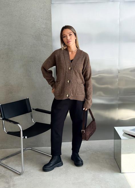 Кардиган в'язаний жіночий Casual Wool Коричневий