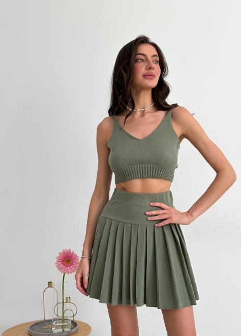 Спідниця плісерована коротка Хакі Kayla