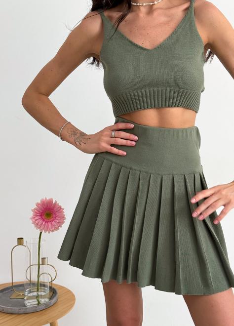 Спідниця плісерована коротка Хакі Kayla