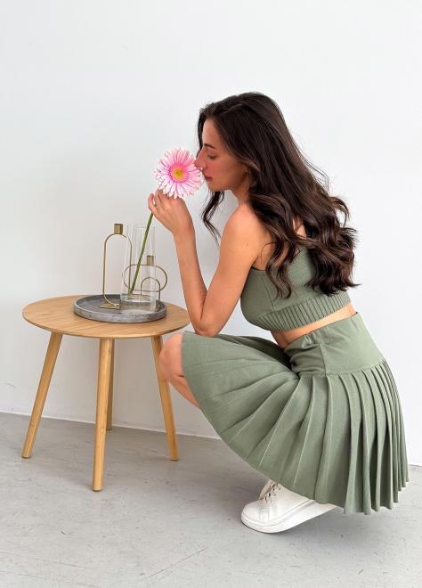 Спідниця плісерована коротка Хакі Kayla