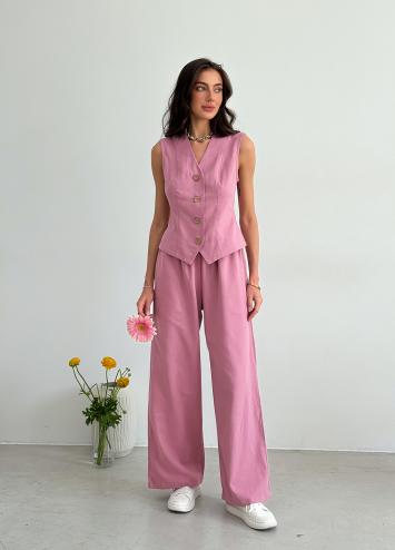 Жіночий брючний костюм із жилетом Попіл Троянди