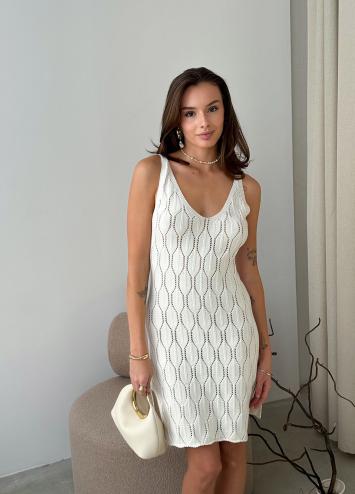 Ажурна літня сукня коротка молочна Ажурна літня сукня коротка молочна