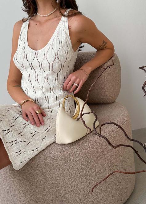 Ажурна літня сукня коротка молочна