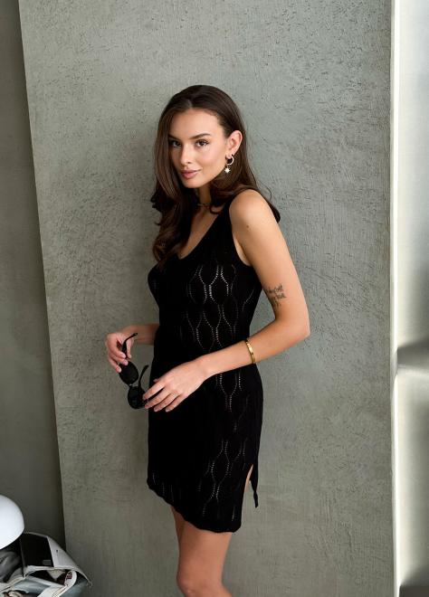 Ажурна літня сукня коротка чорна