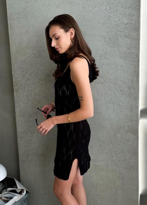 Ажурна літня сукня коротка чорна