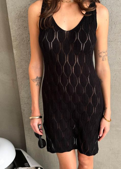 Ажурна літня сукня коротка чорна