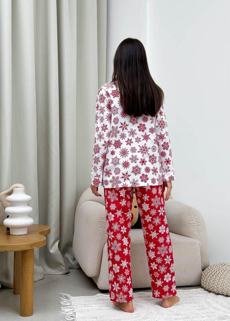 Піжама жіноча фланелева Сніжинка
