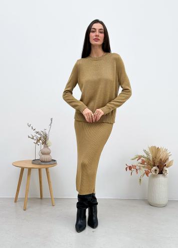 Костюм в'язаний джемпер зі спідницею Jolie кемел 