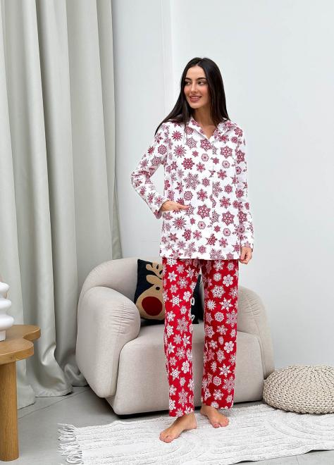 Піжама жіноча фланелева Сніжинка
