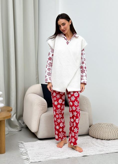 Піжама жіноча фланелева Сніжинка