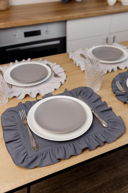 Серветка сет з рюшем Каберне графіт