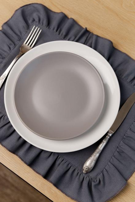 Серветка сет з рюшем Каберне графіт