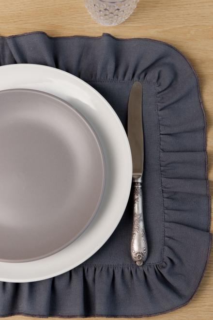 Серветка сет з рюшем Каберне графіт