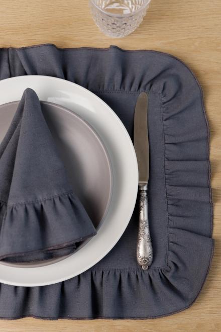 Серветка сет з рюшем Каберне графіт