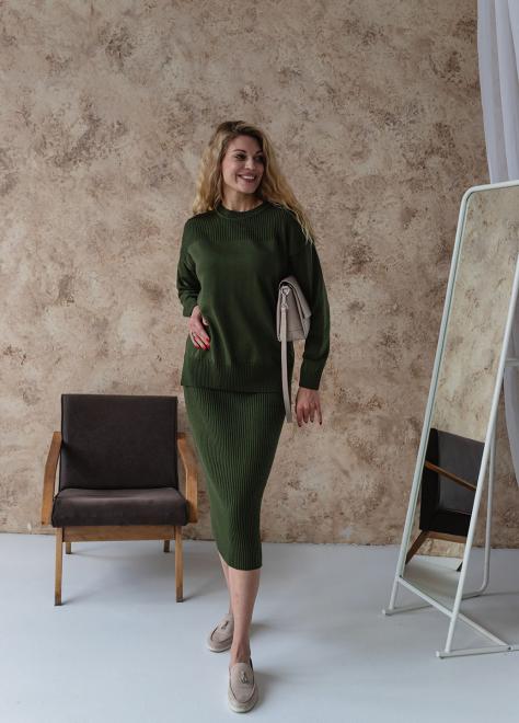 Костюм женский с юбкой Katrin оливковый