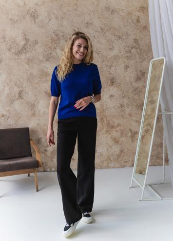 Жіноча футболка в'язана синя