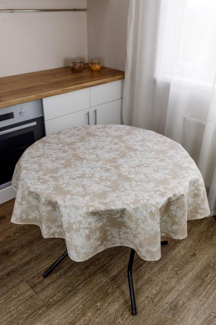 Скатертина непромокаюча кругла Алюр беж