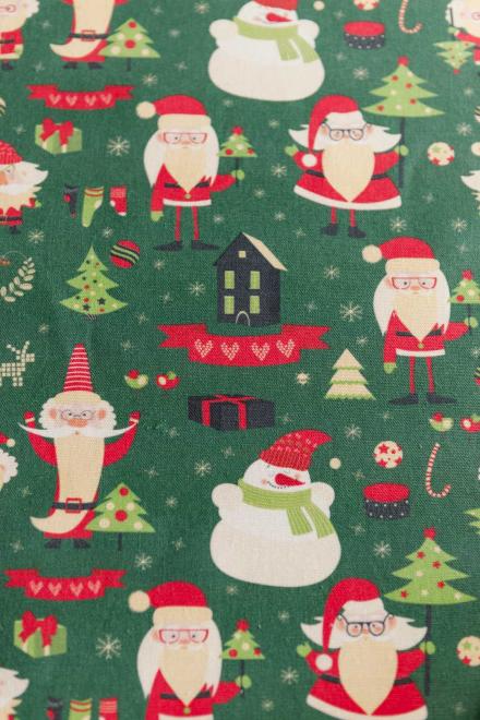 Набір рукавичка та прихватка Санта на зеленому