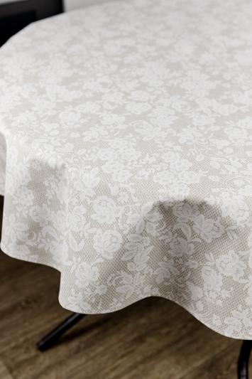 Скатертина водостійка кругла Мереживо натюрель