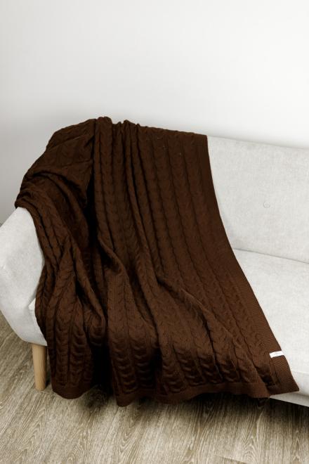 В'язаний плед Глорiя коси Шоколад