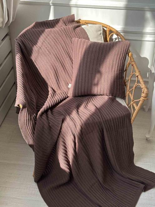 В'язана наволочка COTTON шоколадна