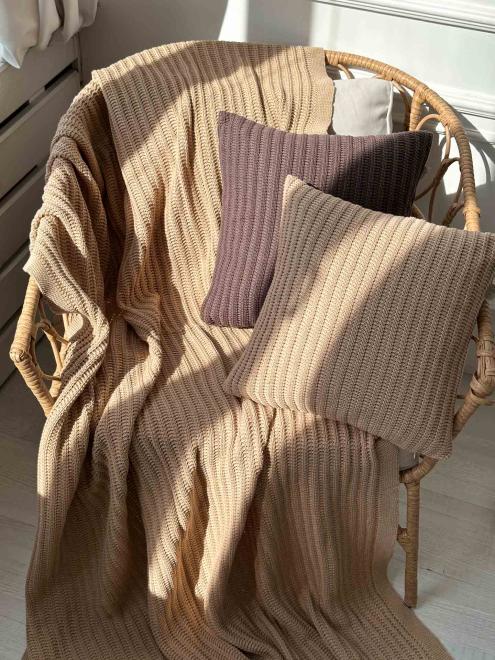 В'язана наволочка COTTON бежева