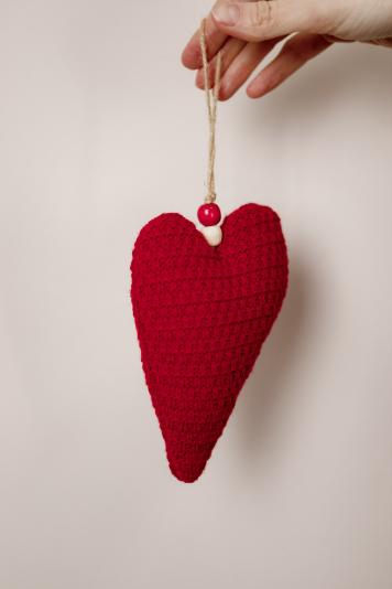 Декор підвіска Серце Тільда червоне Декор підвіска Серце Тільда червоне