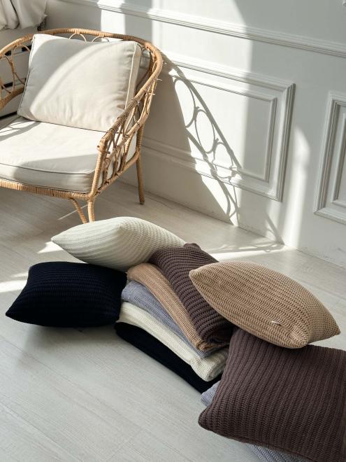 В'язана наволочка COTTON бежева