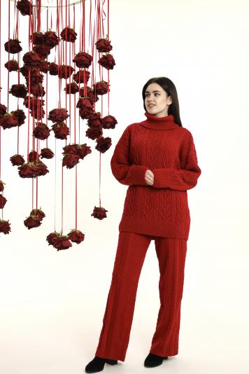 Штани з візерунком червоні