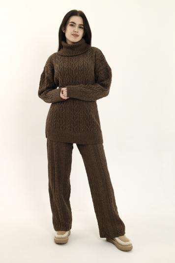 Штани з візерунком коричневі