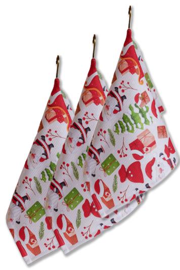 Набір новорічних рушників Санта на білому