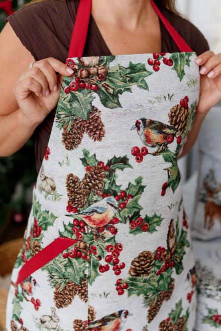 Новорічний кухонний фартух гобеленовий Squirrel