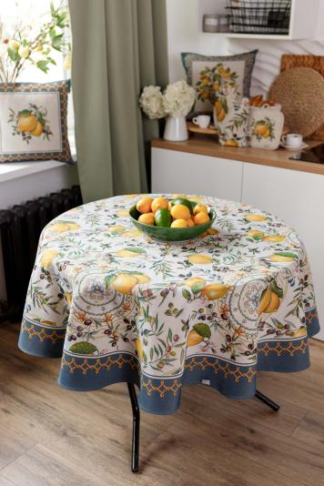 Кругла гобеленова скатертина на стіл Наполі