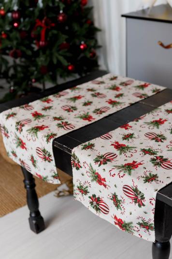 Новорічна доріжка на стіл Stripe Balls Новорічна доріжка на стіл Stripe Balls