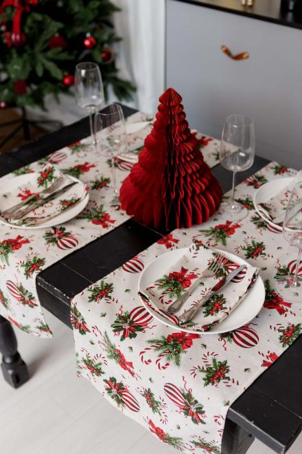 Новорічна доріжка на стіл Stripe Balls