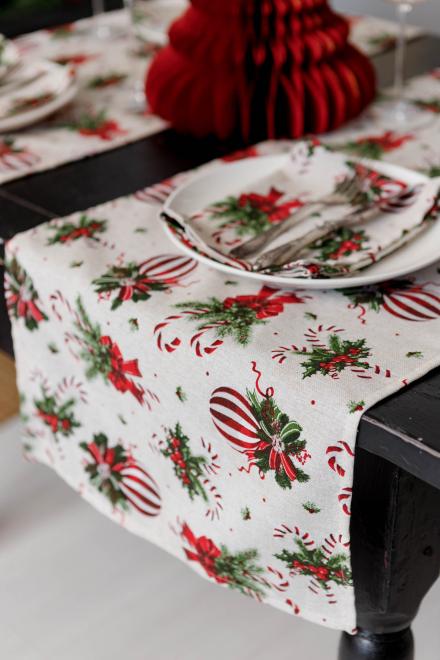 Новорічна доріжка на стіл Stripe Balls