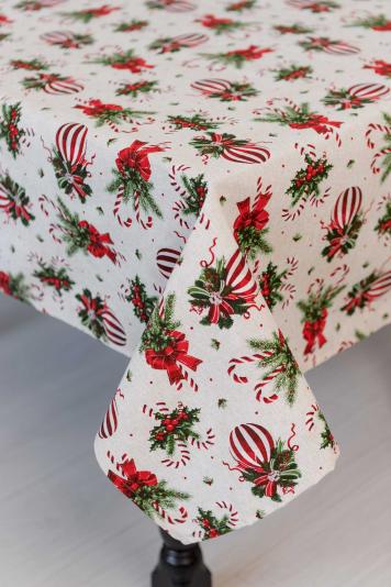 Новорічна скатертина на стіл Stripe Balls