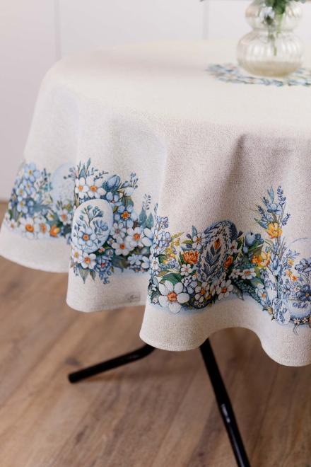 Великодня кругла скатертина на стіл Рrimavera