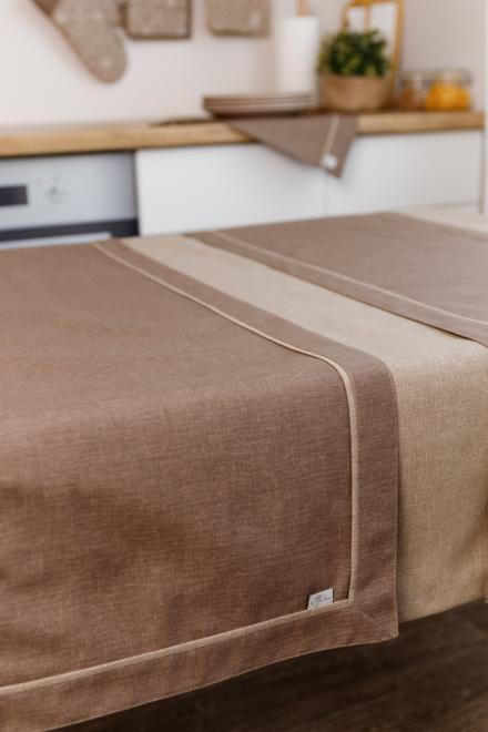 Доріжка на стіл з подвійним кантом Кориця Коричнева