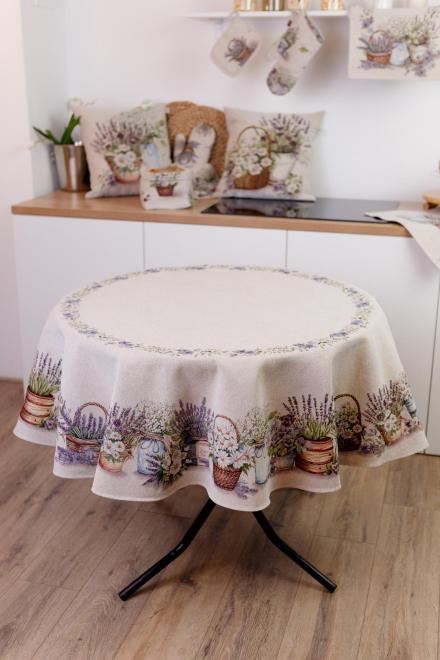 Кругла гобеленова скатертина на стіл Provence