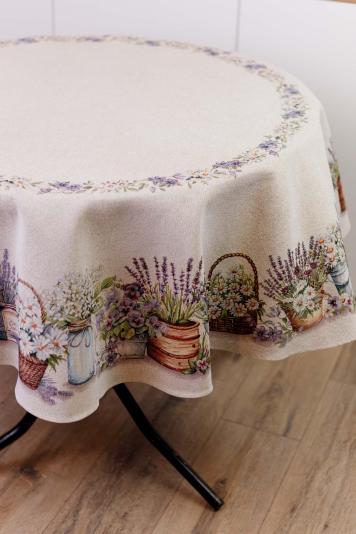 Кругла гобеленова скатертина на стіл Provence