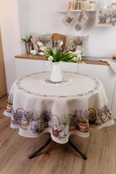 Кругла гобеленова скатертина на стіл Provence