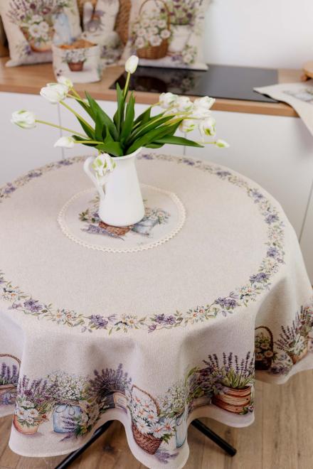 Кругла гобеленова скатертина на стіл Provence