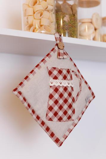 Кухонна прихватка Глечик червона клітинка Кухонна прихватка Глечик червона клітинка