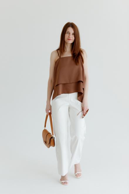 Топ з воланами коричневий Fashion