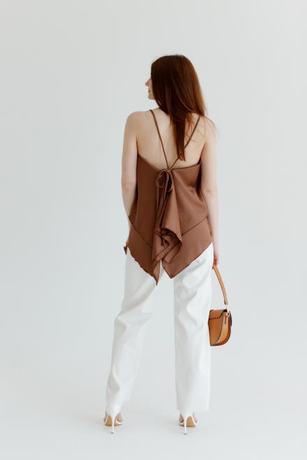 Топ з воланами коричневий Fashion