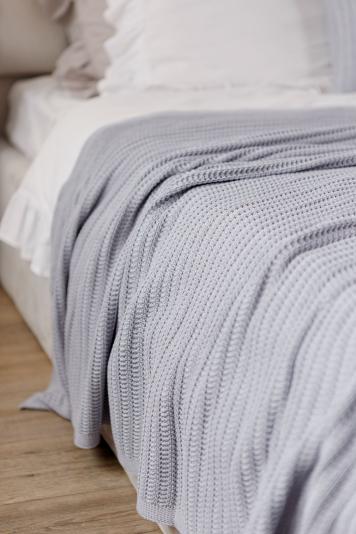 Плед вязаный Cotton серый