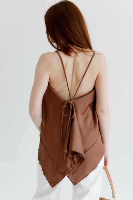 Топ з воланами коричневий Fashion