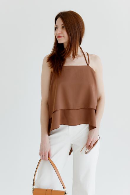 Топ з воланами коричневий Fashion
