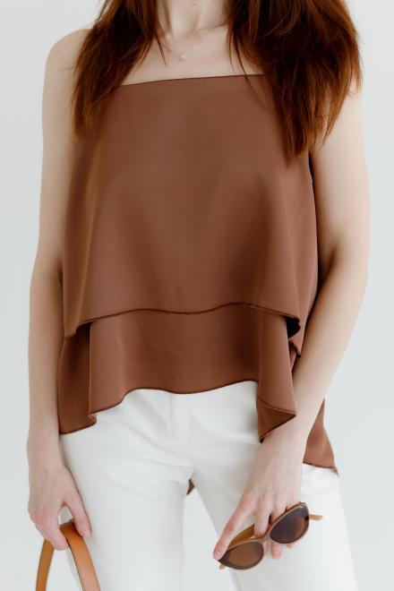 Топ з воланами коричневий Fashion